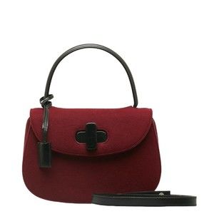 Gucci Shoulder Bag Handbag Leather Red Black